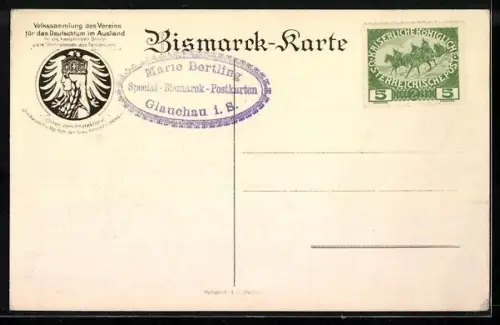 AK Bismarck und die deutsche Studentenschaft mit Hund, studentische Szene 1891