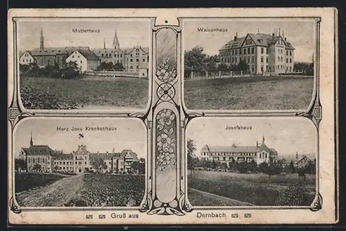 AK Dernbach / Westerwald, Mutterhaus, Waisenhaus, Herz Jesu Krankenhaus, Josefshaus