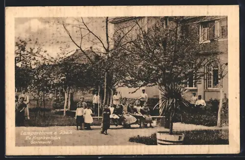 AK Lampertheim a. Rhein, Ev. Krankenhaus, Gartenansicht