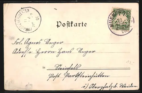 AK Münchberg, Bahnhofstrasse, Kgl. höhere Webschule