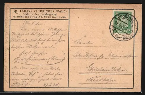 AK Gr. Tabarz /Thür. Wald, Blick in den Lauchagrund