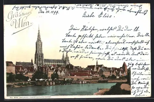 AK Ulm / Donau, Münster und Stadtansicht an der Donau