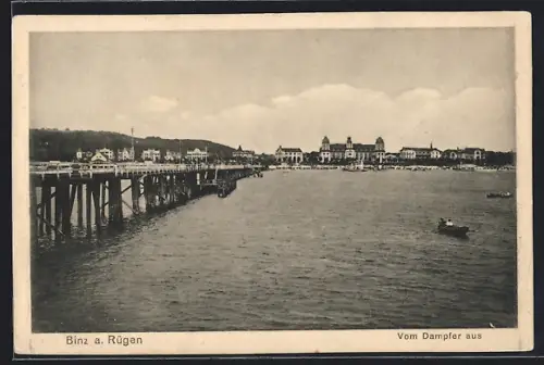 AK Binz a. Rügen, Seebrücke vom Dampfer aus