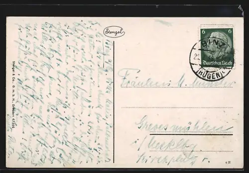 AK Binz, Seebrücke bei Sturm