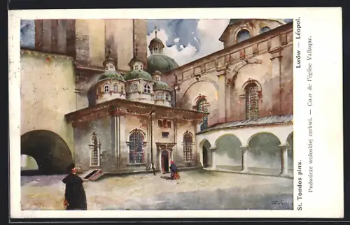 Künstler-AK Lwow, Podworze woloskiej cerkwi