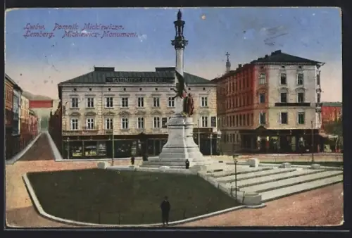 AK Lemberg / Lwow, Mickiewicz-Monument, Pomnik Mickiewicza