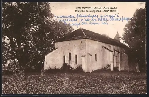 AK Champignol-lez-Mondeville, Chapelle de Mondeville, XIIIe siècle