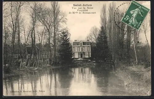 AK Saint-Julien, Vue sur la Seine, Propriété de Mlle de Bossancourt