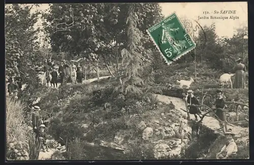 AK Ste-Savine, Jardin Botanique Alpin avec visiteurs et chèvres