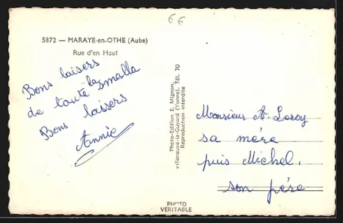 AK Maraye-en-Othe /Aube, Rue d`en Haut avec vue sur le clocher au loin