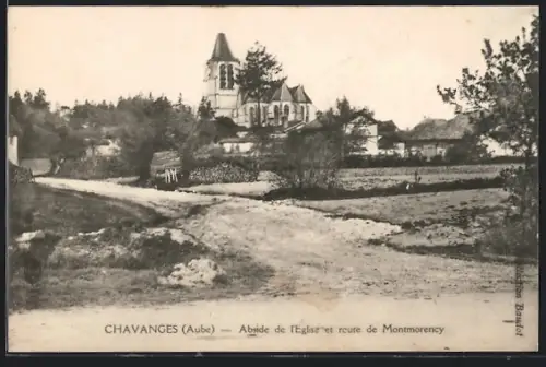 AK Chavanges /Aube, Abside de l`Église et route de Montmorency