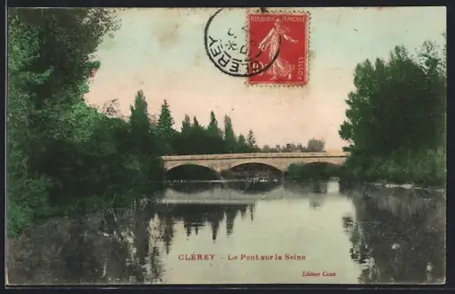 AK Clérey, Le Pont sur la Seine