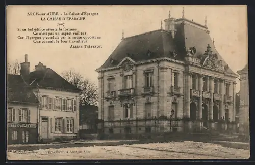 AK Arcis-sur-Aube, La Caisse d`Épargne, imposant édifice de style classique