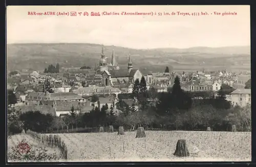 AK Bar-sur-Aube /Aube, Vue générale du village et des collines environnantes