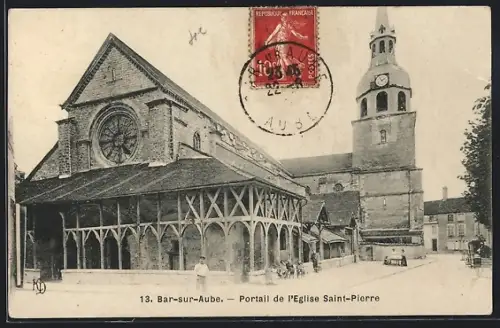 AK Bar-sur-Aube, Portail de l`Église Saint-Pierre