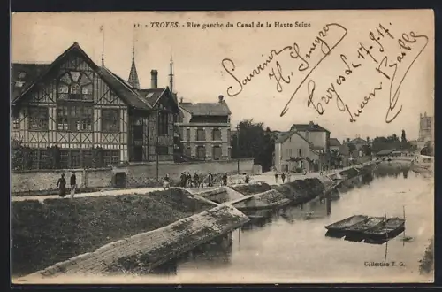 AK Troyes, Rive gauche du Canal de la Haute Seine