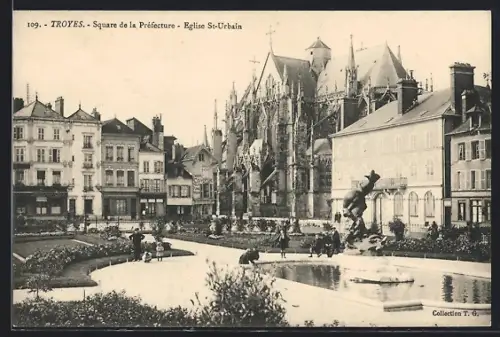 AK Troyes, Square de la Préfecture, Église St-Urbain
