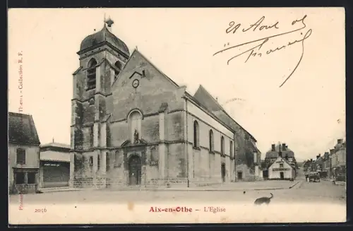 AK Aix-en-Othe, L`Église en vue de la place principale