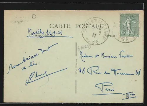 AK Mailly, Route de Châlons avec charrette et troupeau de moutons