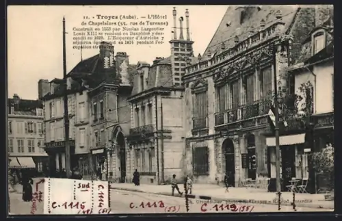 AK Troyes /Aube, L`Hôtel de Chapelaine, rue de Turenne