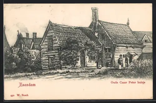 Künstler-AK Zaandam, Oude Czaar Peter huisje