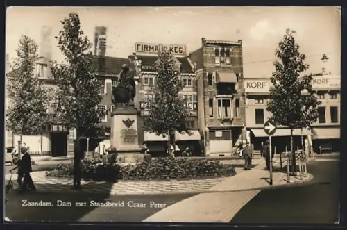 AK Zaandam, Dam met Standbeeld Czaar Peter