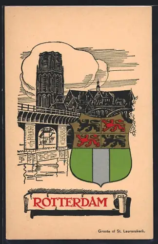 Künstler-AK Rotterdam, Groote of St. Laurenskerk