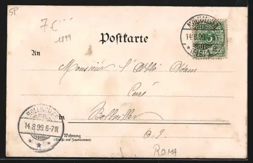 Lithographie Roma, Anno Saeculari VII a Fundatione ord SS Trinitatis, Red-Capt. 1898, Kirche, Heiligenbild, Kreuz