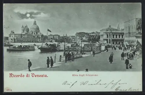 Mondschein-AK Venezia, Riva degli Schiavone