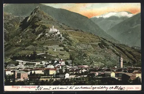 AK Borgo /Valsugana, Ortsansicht mit Burg