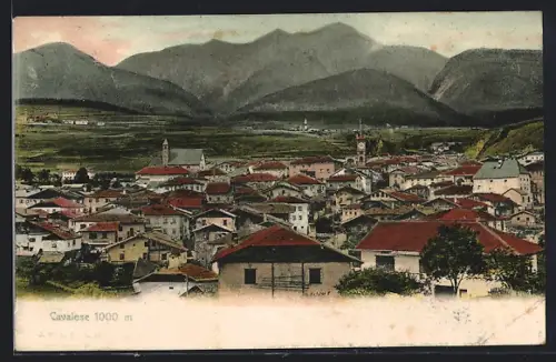 AK Cavalese, Gesamtansicht aus der Vogelschau