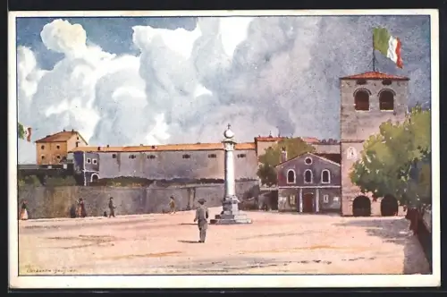 Künstler-AK Trieste, Cattedrale S. Giusto, Castello