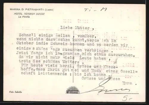 AK Marina di Pietrasanta /Lucca, Hotel Pensione Suisse, La Pineta