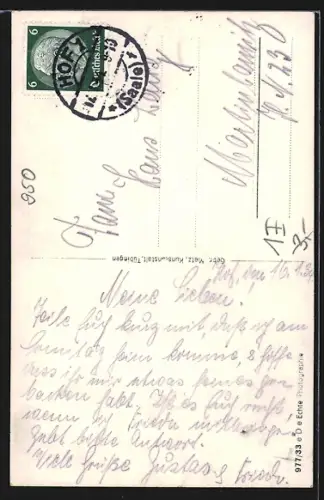 AK Hof a. d. S., Restaurant Theresienstein