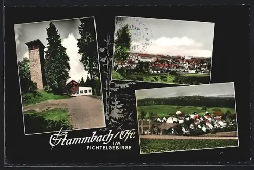 AK Stammbach i. Ofr., Aussichtsturm, Ortsansichten