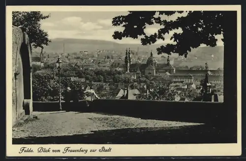 AK Fulda, Blick vom Frauenberg zur Stadt