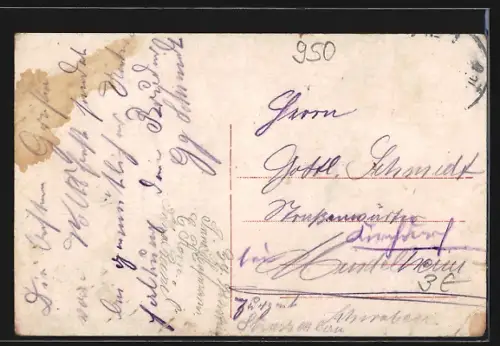 AK Hof i. B., Stadtansicht mit Kirche und Fabrikschornsteinen