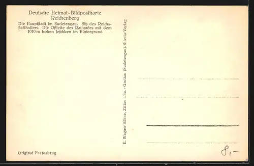 AK Reichenberg, Rathaus mit Jeschken