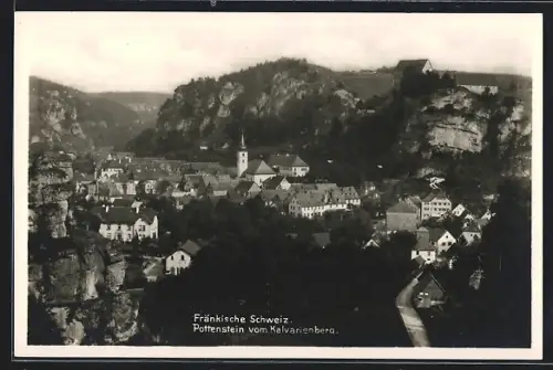 AK Pottenstein /Fränkische Schweiz, Ansicht vom Kalvarienberg aus
