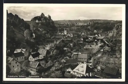 AK Pottenstein /Fränkische Schweiz, Ortsansicht mit Burg und Kirche
