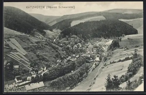 AK Katzhütte /Oberes Schwarzatal, Ortsansicht im Tal