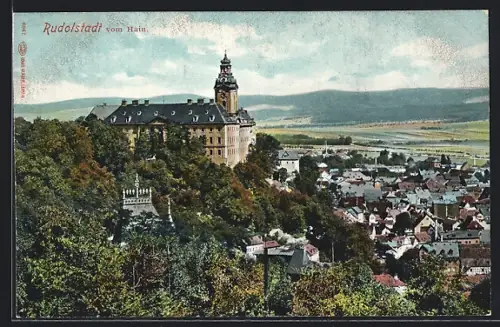 AK Rudolstadt, Blick vom Hain auf Schloss und Stadt