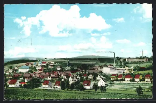 AK Stammbach /Oberfr., Ortsansicht, Kirche, Fabrikgebäude