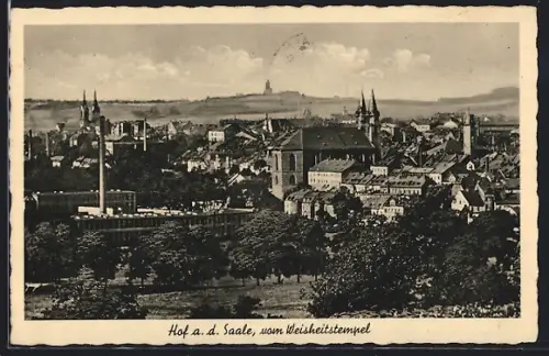 AK Hof a. d. Saale, Blick vom Weisheitstempel