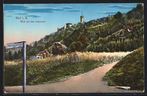 AK Hof i. B., Blick auf den Labyrinth