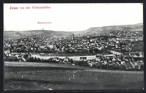 AK Jena, Blick von der Wilhelmshöhe, Bismarckturm