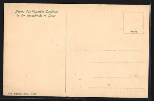AK Jever, Edo Wiemken-Denkmal in der Stadtkirche