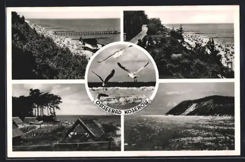 AK Koserow, Strand, Seebrücke, Steilküste