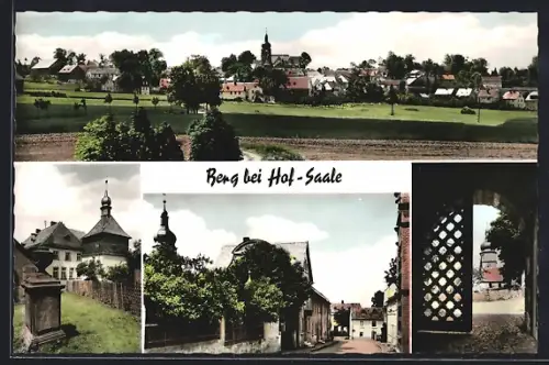 AK Berg bei Hof, Ortsansicht, Kirche, Strassenpartie