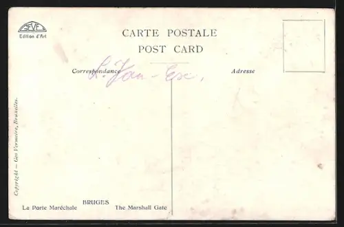 Künstler-AK Bruges, La Porte Maréchale